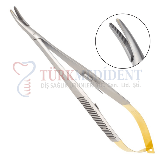 Castroviejo Needle Holder with TC Inserts 18cm Curved (TM-1331)
